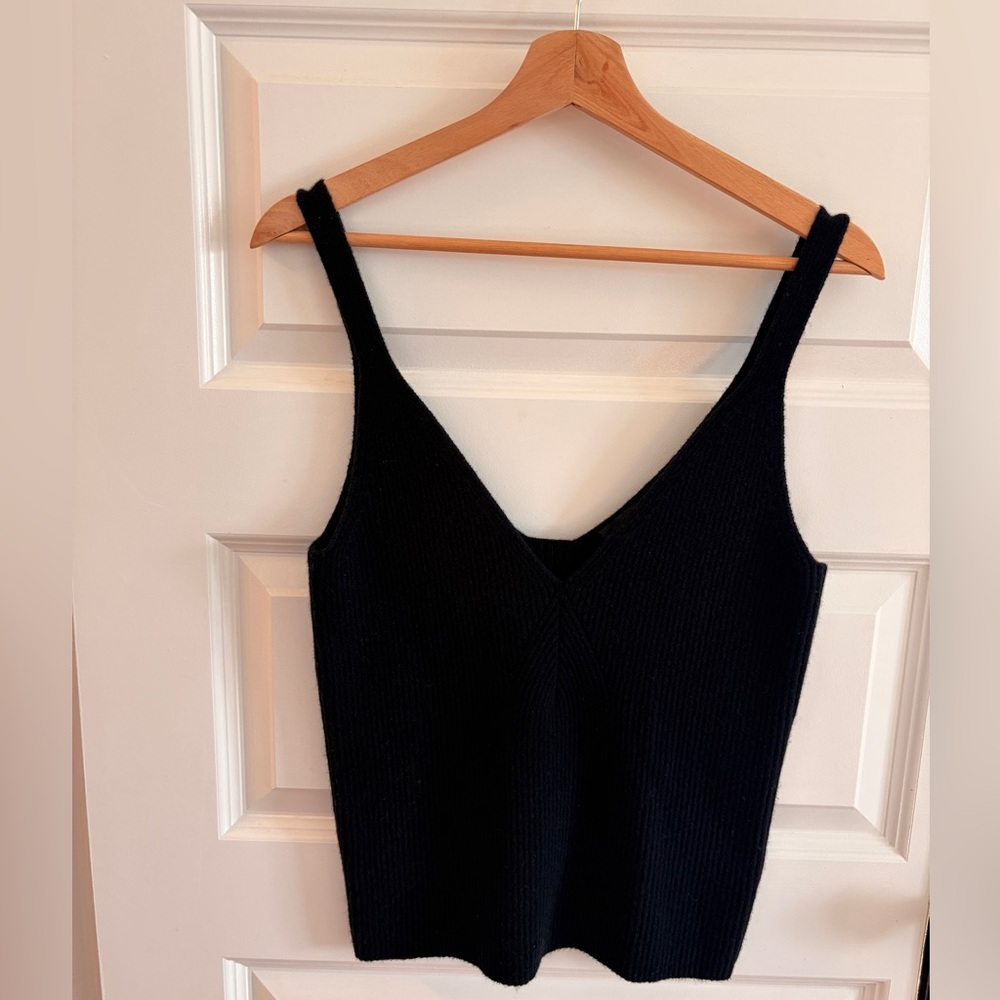 J. Crew Black Ribbed Knit Top